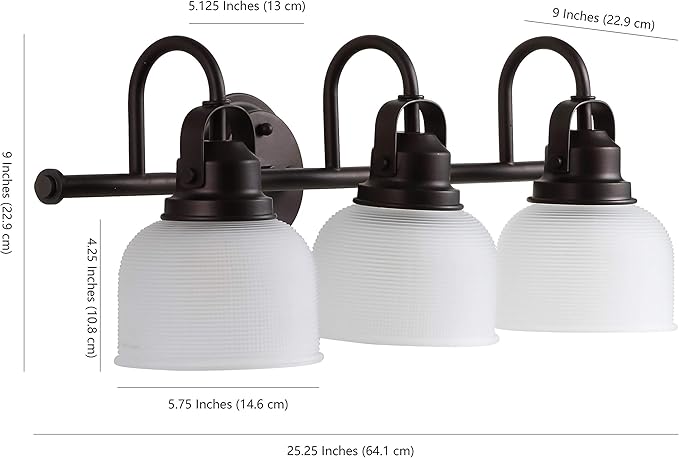 JONATHAN Y 5.75" Oil Rubbed Bronze Modern Bathroom Vanity Light, 3-Light LED Wall Sconce, Clear Glass Bell Shade for Mirror Hallway Kitchen, ETL Listed, LED Bulb Included (JYL7409C)
