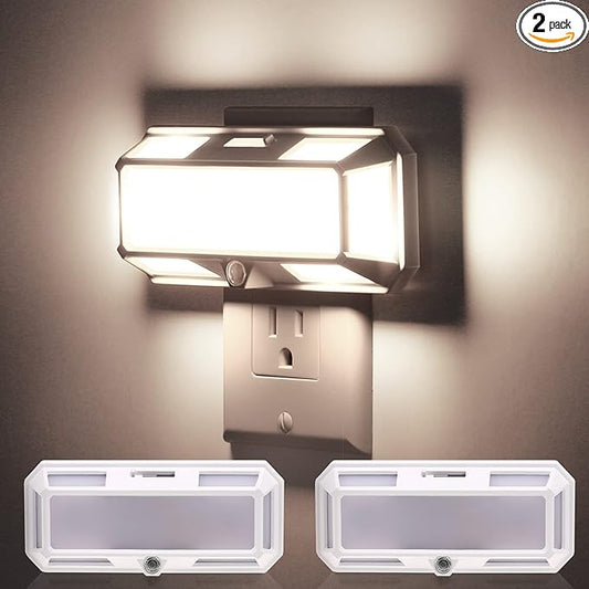 L LOHAS LED Super Bright Night Light, Night Lights Plug into Wall [2 Pack], 0-250LM LED Night Light with Light Sensor, 2W Dimmable Nightlight, Daylight 5000K for Bathroom, Adults Kids Room, Stairway