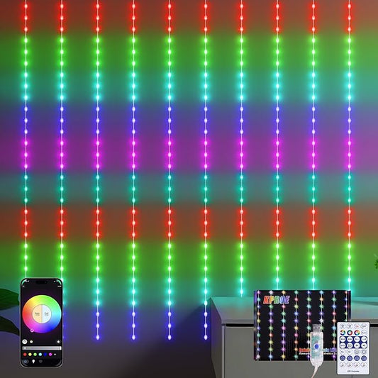 KPORE Smart Fairy Curtain Lights - 300 LED Color-Changing String for Indoor/Outdoor Decor - Christmas, Weddings, Parties & Room Backdrop