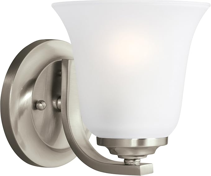Generation Lighting 1-Light Emmons Traditional Bath Fixture Wall Lamp Brushed Nickel 4139001-962, Bathroom Light Fixture for Home Décor, Wall Sconce Vanity Light Fixture and Bathroom Accessory