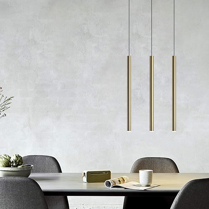 CANALIS 3 Mini Pendant Lighting Brass - LED Hanging Light Fixture for Kitchen Island, Bar, Foyer - Cluster Pendants - Dimmable, Adjustable Wire, Lamp Bulb Included