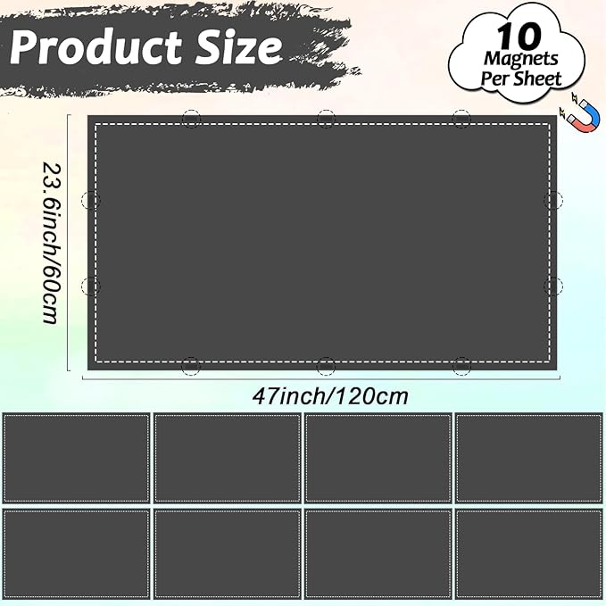 Wiooffen 8 Pcs Fluorescent Light Covers with 80 Magnets Decorative for Classroom Ceiling Light 4x2 Feet Magnetic Filter Easy Install for Office Hospitals & Home Drop Ceiling Supplies(Black)