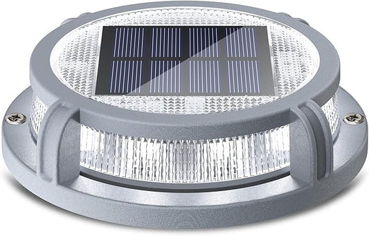 SIEDiNLAR Solar Deck Lights Outdoor 2 Modes 16 LEDs Driveway Markers Dock Light Solar Powered Waterproof for Step Ground Pathway Walkway Stair Garden Road Yard 1 Pack (Cool White/Warm White)