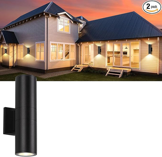 1Pack 14inch LED Square Up & Down Wall Lights,14W Outdoor Wall Light 4000K Day White Aluminum Body Waterproof IP65 LED Exterior Light Fixtures Wall Mount for House Patio Garage Garden.