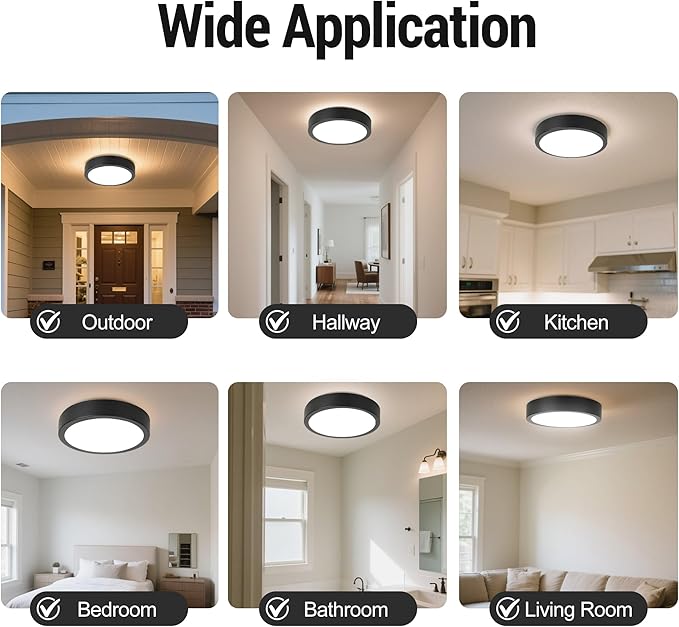 11" LED Flush Mount Ceiling Light, Black Modern Ceiling Light Fixture with 5CCT 2700K-5000K, Dimmable LED Light Fixtures Ceiling Mount for Kitchen Bathroom Bedroom Hallway