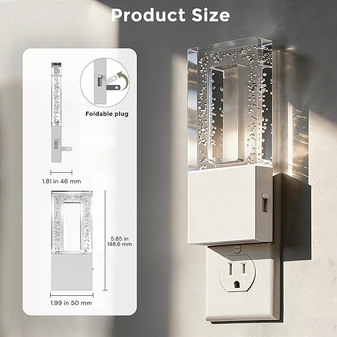 L LOHAS LED Night Light Plug in, Foldable Night Lights Plug into Wall, Portable LED Nightlight with Dusk to Dawn Sensor, Dimmable 0-100LM White Nightlights for Travel, Hotel, Bathroom, Hallway, Gift