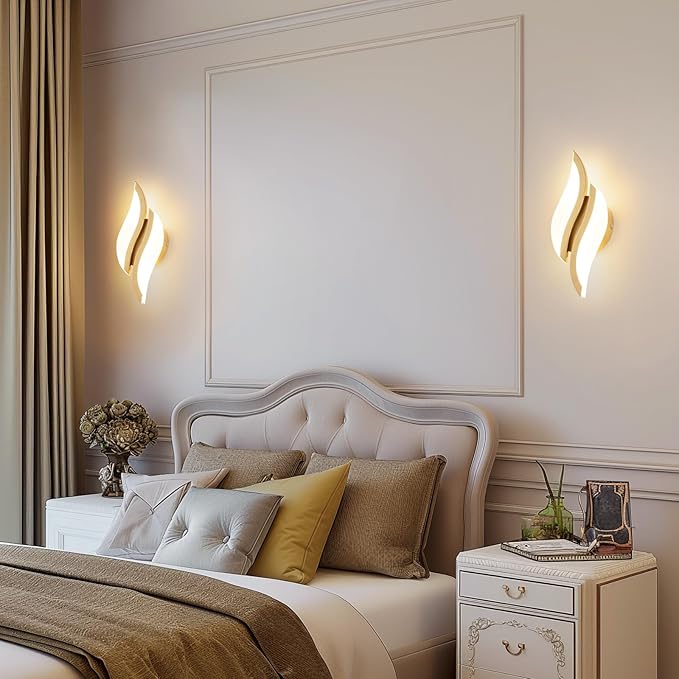CANEOE Modern LED Wall Sconce 3000K Gold Indoor Wall Light Fixtures Acrylic Wall Sconce Lighting for Living Room Bedroom Bedside Bathroom Hallway Stairway Wall Lamp (Gold, 1 Pack, 3000K)