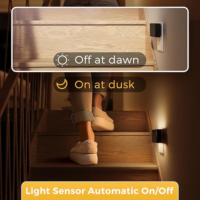 L LOHAS LED Night Light, Dimmable Modern LED Night Lights Plug into Wall,Dusk to Dawn Sensor Night Lights for Kid, 0-100LM 3000K Soft White Nightlight for Hallway Bedroom Stairway