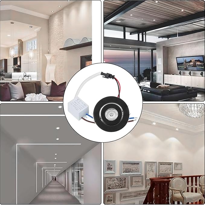 10 Pack 2 Inch LED Recessed Lighting, 1W 120LM Recessed LED Lights, Gimbal Adjustable Ceiling Lights Mini Spotlight Mini Spotlight Ceiling Light with Driver 110V (Cool White/Black, 1W/10 Pack)