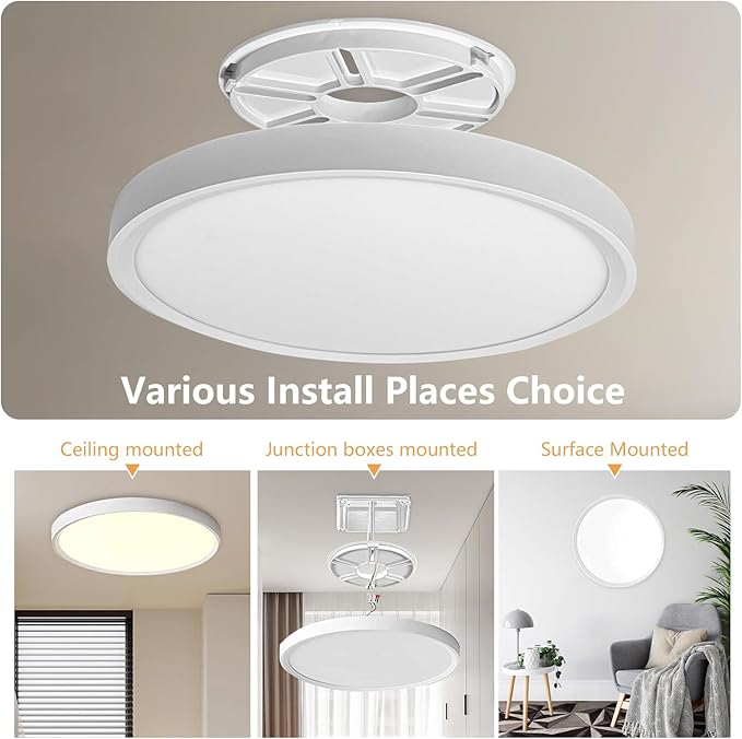 6PK 9 Inch LED Flush Mount Ceiling Light, 18W, 1860LM, 3000K/4000K/6000K CCT Selectable Super Slim LED Ceiling Light, Close to Ceiling Round Flat Panel Light for Hallway, Bedroom,Kitchen ect