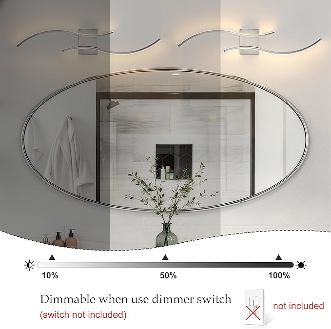 KARTOOSH 2 Pack Brushed Nickel Bathroom Vanity Lights Fixtures Over Mirror Hardwired 3CCT Dimmable Modern Wall Lights for Mirror Kitchen Living Room Cabinet Porch Hallway, 31.5 Inch