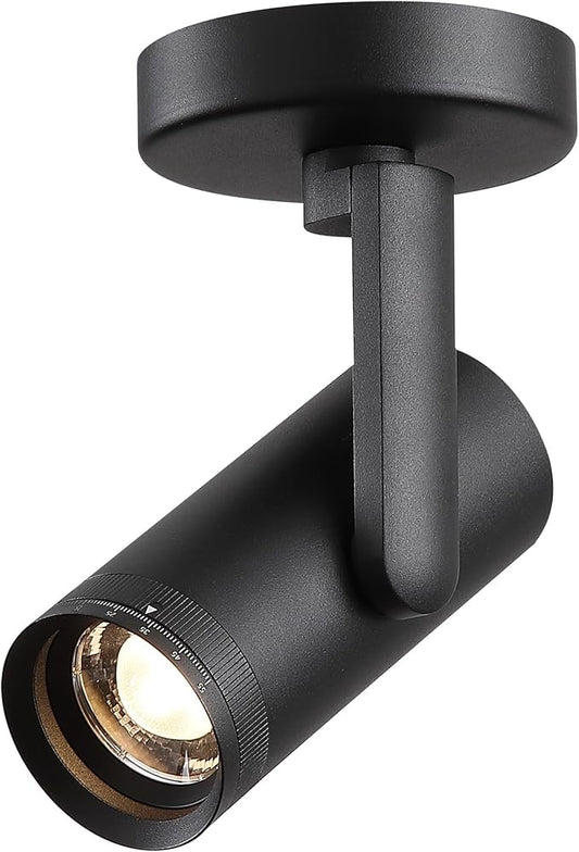 12W LED Dimmable Zoomable Ceiling Spotlight Indoor – Adjustable Beam Angle 10-55° Surface Mount Wired Accent Spot Light for Picture, Plants & Painting | Warm White 3000K CRI 97, Black