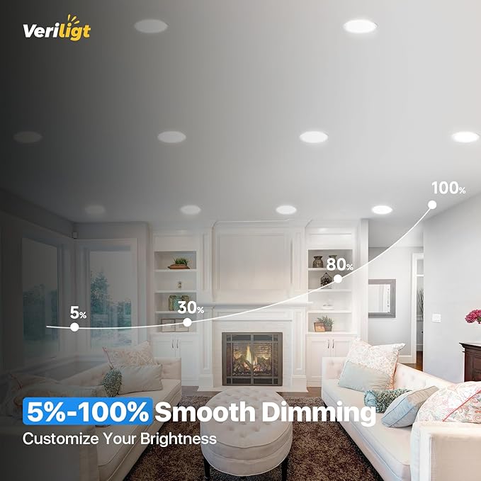 12 Pack 3 Inch LED Recessed Light, Dimmable, Damp Rated, 5CCT Selectable, 6W 500LM, 120V, Silm Canless Wafer Ceiling Light, ETL&FCC