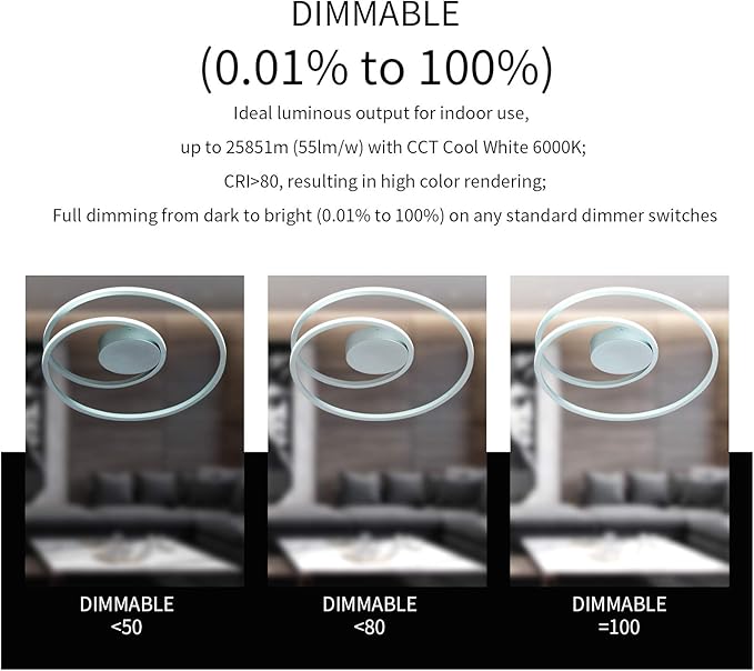 MADEM Room Decor Modern Ceiling Light, 20.5'' Dimmable LED Flush Mount Ceiling Light 47W LED Chandelier Close to Ceiling Light for Bedroom Living Room Dining Room, Silver
