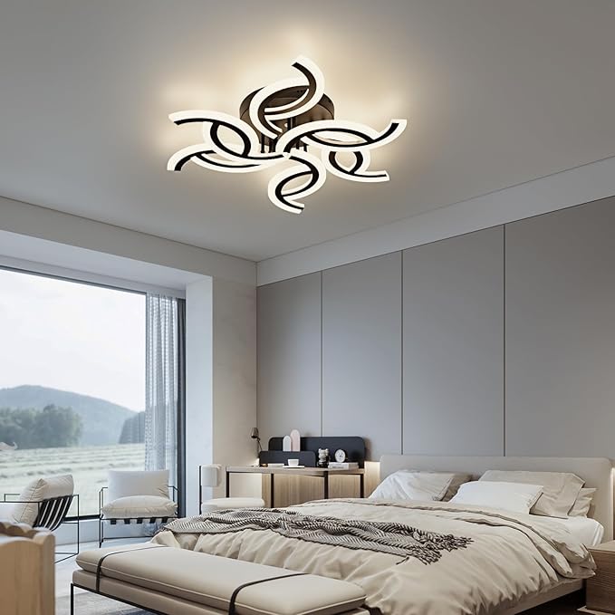 28.1 Inch Modern LED Ceiling Light with Remote, 3 Color Dimmable 56W, CRI90+ 3000-6500K Acrylic Ceiling Light Fixture for Living Room/Bedroom/Dinning Room