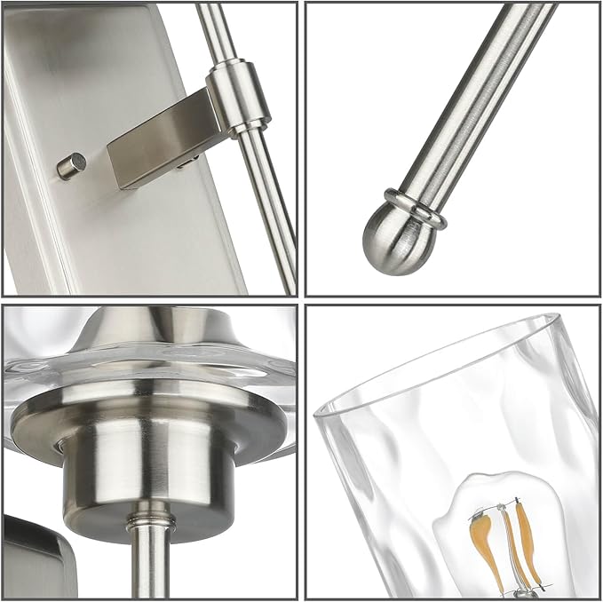 XiNBEi Lighting Wall Sconce 1 Light Sconces Wall Lighting with Glass, Modern Bathroom Vanity Light Brushed Nickel Finish XB-W1227-BN