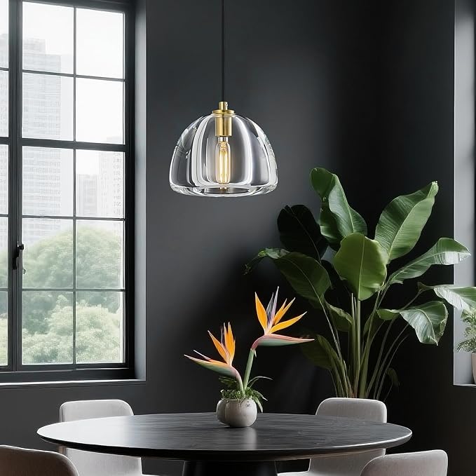 Modern Gold Pendant Lights Kitchen Island Ceiling Chandelier Indoor Crystal Hanging Light Fixtures for Dining Room Kitchen Living Room Bedroom（B-1Pack）