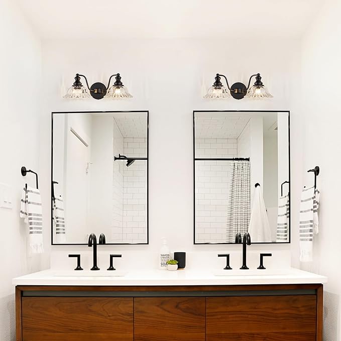 XIEDUN Farmhouse Bathroom Light Fixtures Black Vanity Lights for Bathroom 2 Light Vanity Light Fixtures