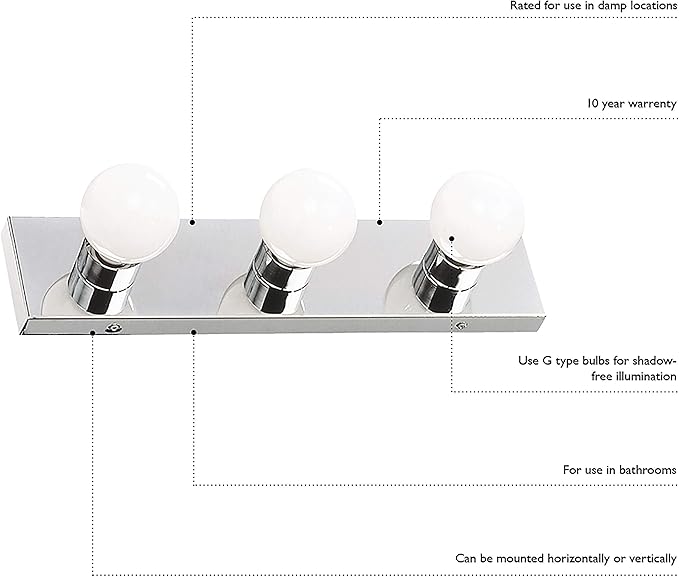 Design House 500892 4-Light Vanity Strip Light Contemporary Dimmable for Bathroom, Bedroom, Makeup Vanity, Polished Chrome