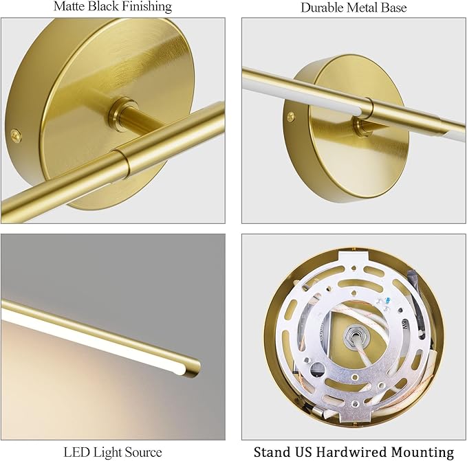 40Inch Hardwired Gold Wall Sconces Set of Two,360° Rotate Modern Linear Wall Light 30W Gold Vanity Light 3000K for Bathroom, Living Room(2 Pack)
