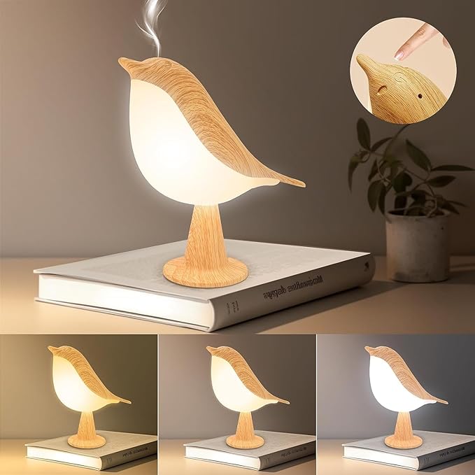 2Pack Small Cute Bird Table Lamp, Touch Bird Night Light, Cordless Bedside Lamp, Desk Lamp for Reading, 3-Way Dimmable USB Rechargeable Battery 2600mAh Nightstand Lamp for Bedroom, Home/Office Decor