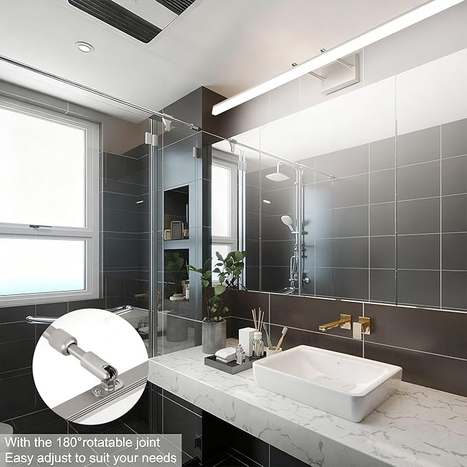 Aipsun 48inch Brushed Nickel Bathroom Llight Fixtures LED Vanity Light Adjustable Modern Vanity Lights Over Mirror Rotatable Lighting 5500K
