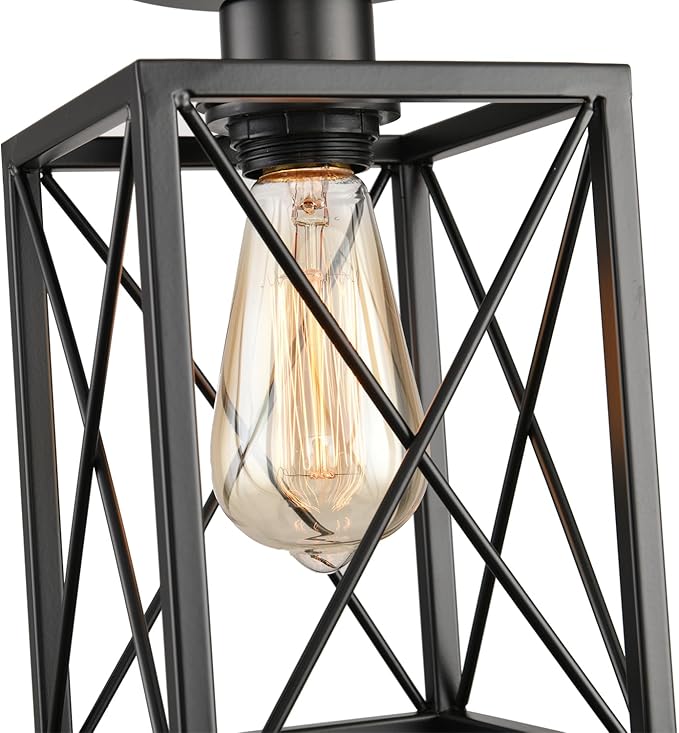 Ceiling Light Fixtures Flush Mount Black Hallway Light Fixtures Ceiling Rustic Farmhouse Island Light Fixtures,Farmhouse Black Metal Frame Light Fixture