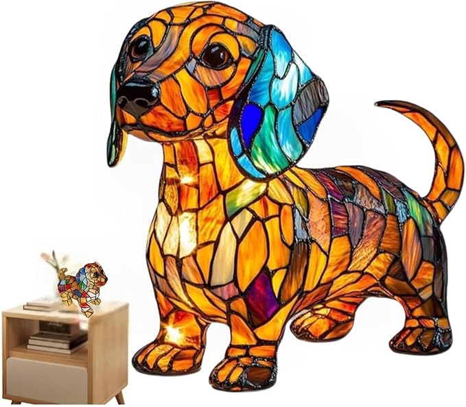 Retro Dachshund Colorful Resin Table Lamp, 3D Cute Pet LED Night Light, Dog Series Art Night Light, Fun Gift for Dog Lovers (Dachshund)