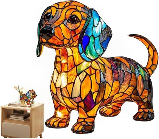 Retro Dachshund Colorful Resin Table Lamp, 3D Cute Pet LED Night Light, Dog Series Art Night Light, Fun Gift for Dog Lovers (Dachshund)