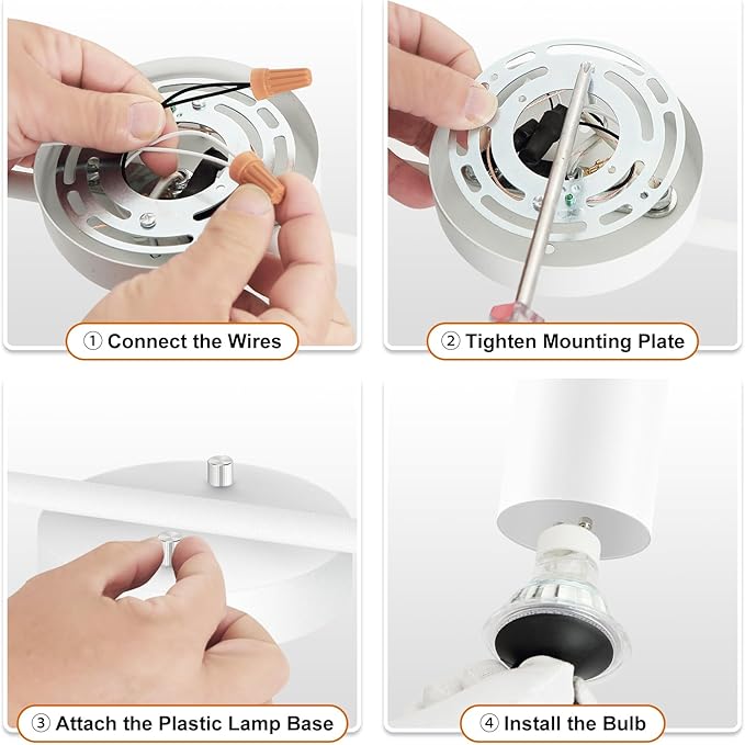 Track Lighting Fixture Ceiling White, Modern LED Track Lights Kit, 2 Lights Ceiling Lighting for Kitchen, Rotatable Spotlight Heads, Wall Mount Spot Lighting for Island/Bedroom(GU10 Socket, NO Bulb)