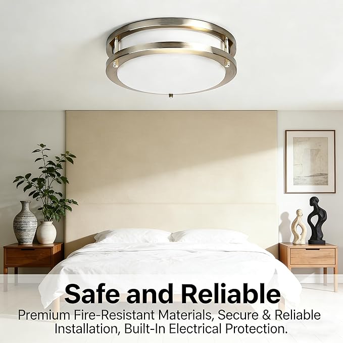 Drosbey 50W Dimmable LED Ceiling Light Fixture, Kitchen Light Fixtures, Flush Mount Ceiling Lights for Bedroom, Bathroom, 3000K/4000K/5000K Selectable, Super Bright 5000LM, UL Listed