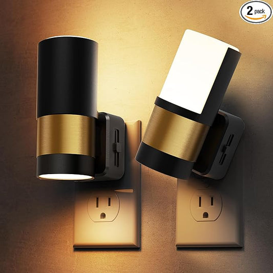 L LOHAS LED Night Lights Plug into Wall with Dusk to Dawn Sensor, Dimmable Night Light with 0-100lm Stepless Dimming, Rotating Plug in Night Light, 3000K Soft White, 2 Pack