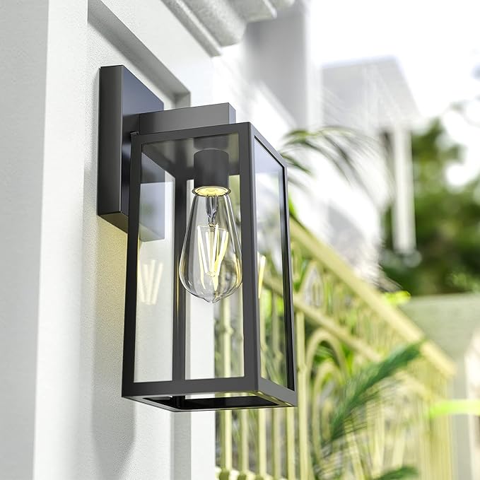 MAXvolador Outdoor Wall Sconce, Extra Large Exterior Waterproof Wall Lantern Lighting Fixtures, Black Porch Lights, Anti-Rust Wall lamp, 2 Pack