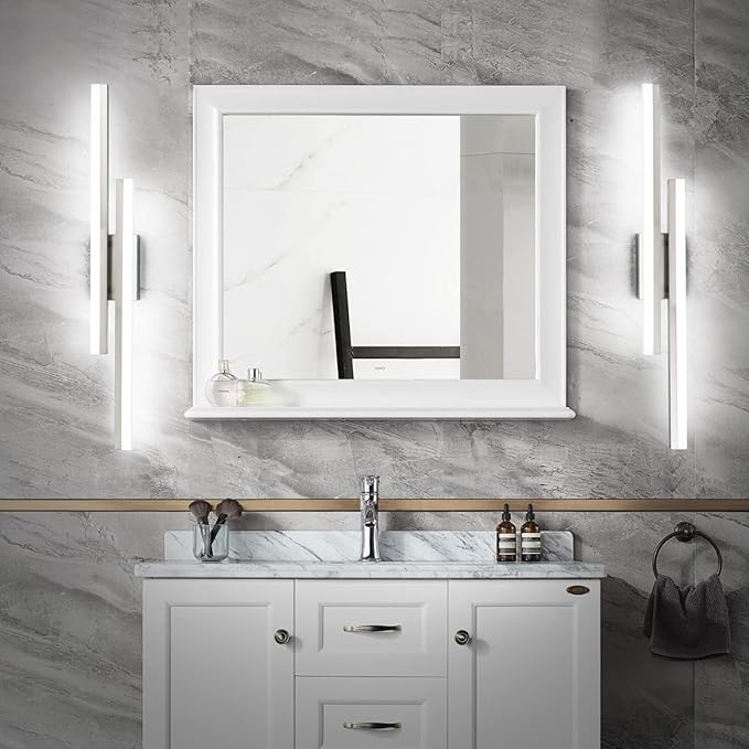 PRESDE 32inch LED Vanity Light Brushed Nickel Bathroom Light Fixtures Over Mirror Modern Bath Wall Lighting Bar