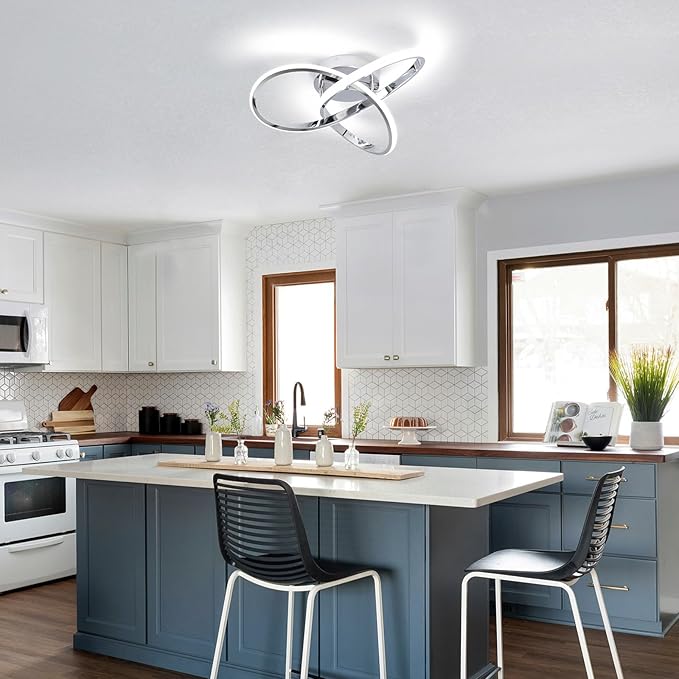 CANEOE Modern Ceiling Light Fixtures,42W Dimmable Flush Mount Led Ceiling Light with Remote Control, Creative Design Close to Ceiling Light for Bedroom Kitchen Living Dining Room Office