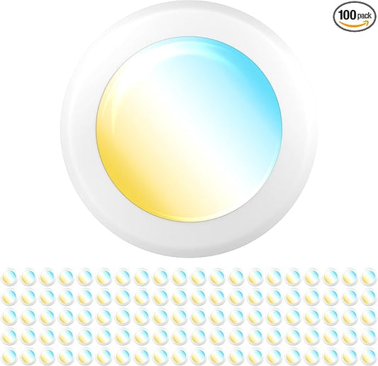 Sunco 100 Pack 5/6 Inch LED Disk Lights, Flush Mount Disc Recessed Ceiling Can Lighting, 1050 LM, Selectable CCT 3000K/4000K/5000K/6000K/6500K, Dimmable, 15W=75W, Damp Rated ETL.
