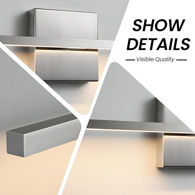 Bathroom Light Fixtures Over Mirror - 24inch Dimmable Brushed Nickel Vanity Lights for Bathroom 18W LED Vanity Light Bar 3500K Modern Wall Sconce Lighting for Mural