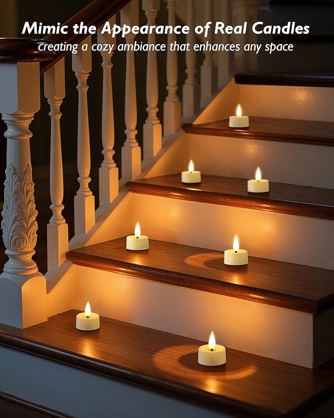 Amagic Flameless Timer Remote Tealights Candles, 3D Black Wick Flickering Tea Lights, 400+Hour White Votive Candles Battery Operated, Set of 12 for Wedding Table Decor, Halloween, Christmas, Holiday