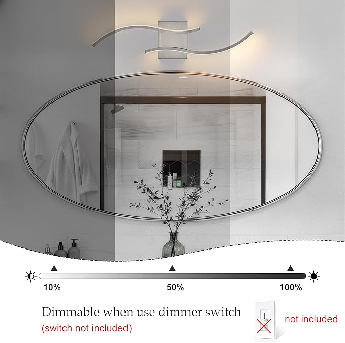 KARTOOSH 1 Pack Brushed Nickel Bathroom Vanity Lights Fixtures Over Mirror Hardwired 3CCT Dimmable Modern Wall Lights for Mirror Kitchen Living Room Cabinet Porch Hallway, 23.6 Inch