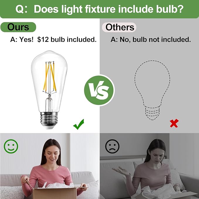 Industrial Semi Flush Mount Ceiling Light, 800 Lumen LED Bulb Included, Clear Glass Shade Ceiling Light Fixture, Farmhouse Light Fixture for Hallway Corridor Kitchen Bathroom Bedroom Passway