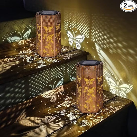Eandisom Birthday Gifts for Women, 2 Pack Butterflies Solar Lanterns