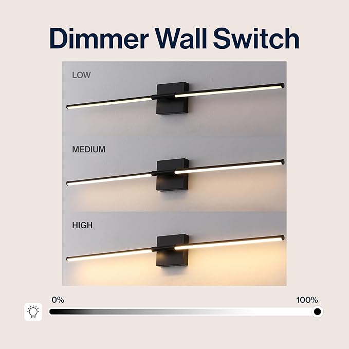 JONATHAN Y 32" Black Modern Dimmable Integrated LED Wall Sconce, Minimalist Adjustable Metal Vanity Light for Bathroom Mirror, Bedroom, Hallway, 3000K, ETL Listed (JYL7040C)