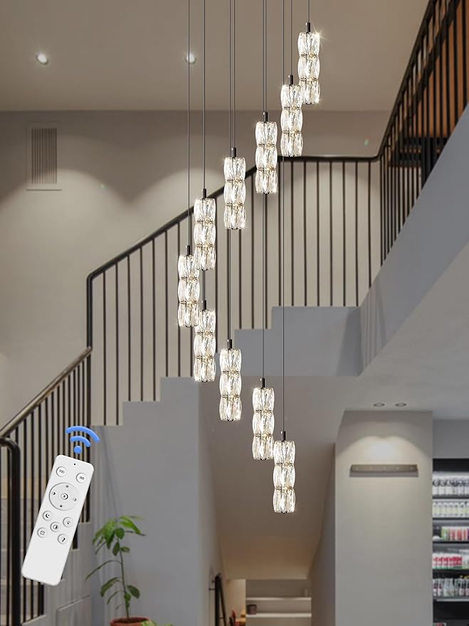 ykolupty Modern Chandelier 10-Lights Black Chandelier Lighting Fixture High Ceiling Chandelier Suitable for Living Room Staircase Villa, TP3030-10H