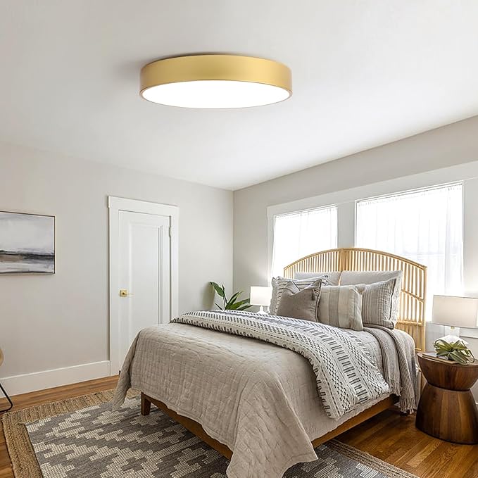 4-Light Close to Ceiling Light Fixture, 18 inch Large Size Gold Metal Shade Flush Mount Ceiling Light Fixtures, E12 Socket Lamp for Living Room Bedroom Kitchen Island