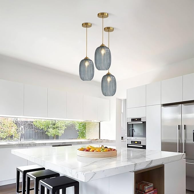 KCO Lighting Smoked Glass Globe Pendant Light Antique Gold Pendant Lights Nordic Blown Glass Pendant Light Single Hanging Light Fixture Mid Century Modern Entry Lighting