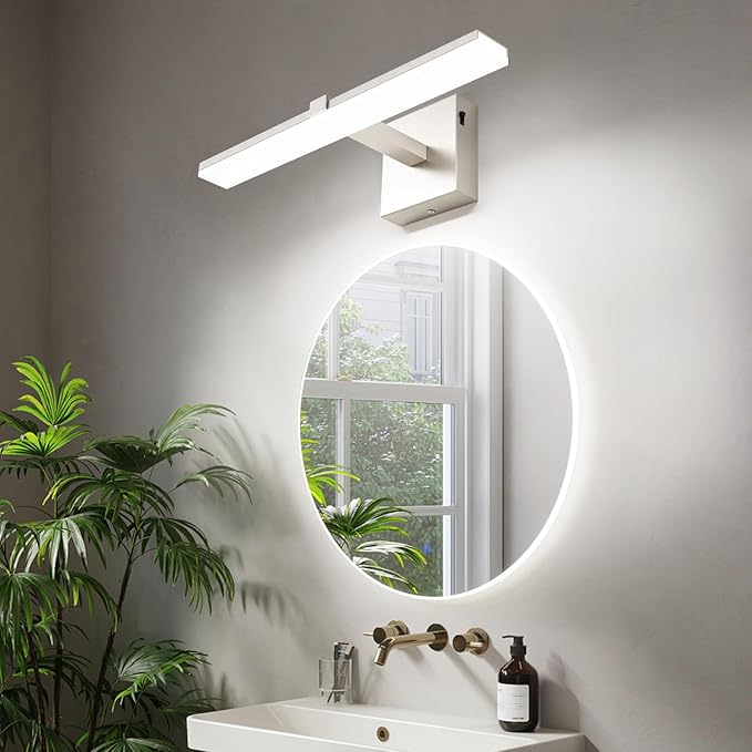 ZUZITO 18 Inch Bathroom Vanity Light Over Mirror Brushed Nickel Arm Extra Wide LED Bar 6000K Daylight ETL IP44 CRI85+