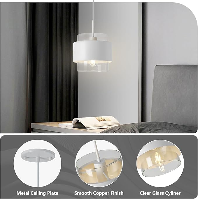 9.8" Modern Pendant Lights Kitchen Island, Industrial Pendant Lighting with Durable Metal Shades, Adjustable Hanging Light Fixtures for Kitchen Island Living Room Hallway,2 Pack