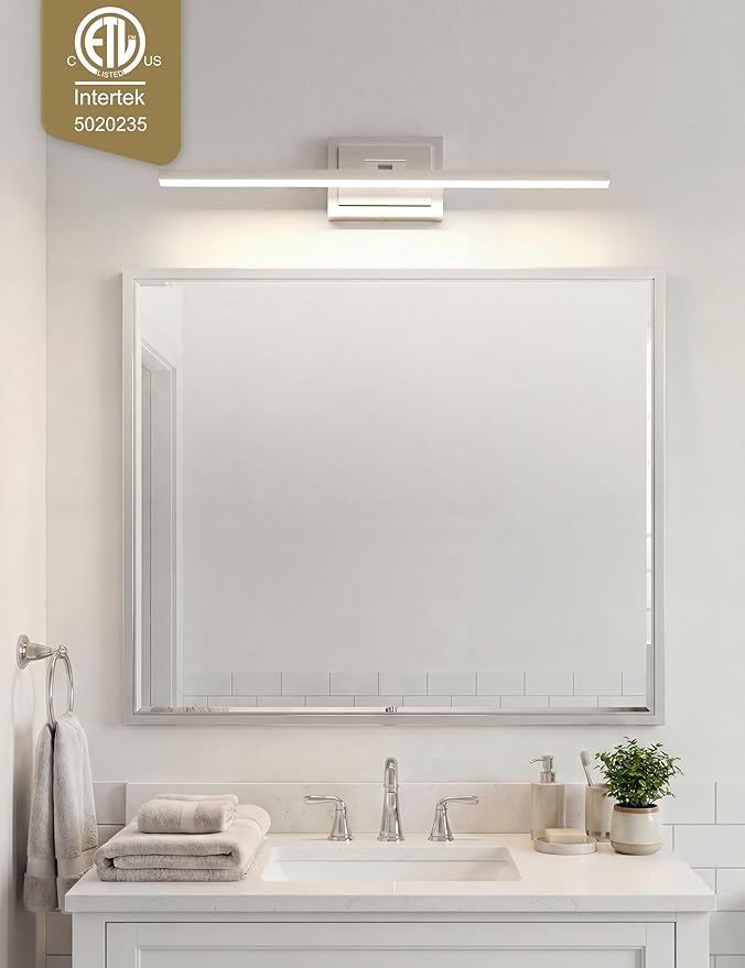 VOLISUN Modern Bathroom Vanity Light 31.5 inch, Rotatable, 18W Dimmable 5CCT Led Bathroom Light Fixture Over Mirror, Brushed Nickel Bar Vanity Light for Bathroom Mirror Cabinets-ETL Certificated