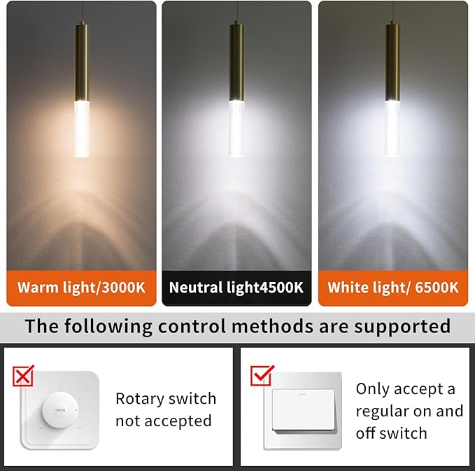2 Pack Minimalist Kitchen Island Pendant Lights, Gold Modern Linear Hanging Light Fixture, Bubble Acrylic, Adjustable 3000K/4500K/6500K, LED Ceiling Light for Dining Room, Bedroom, Bathroom