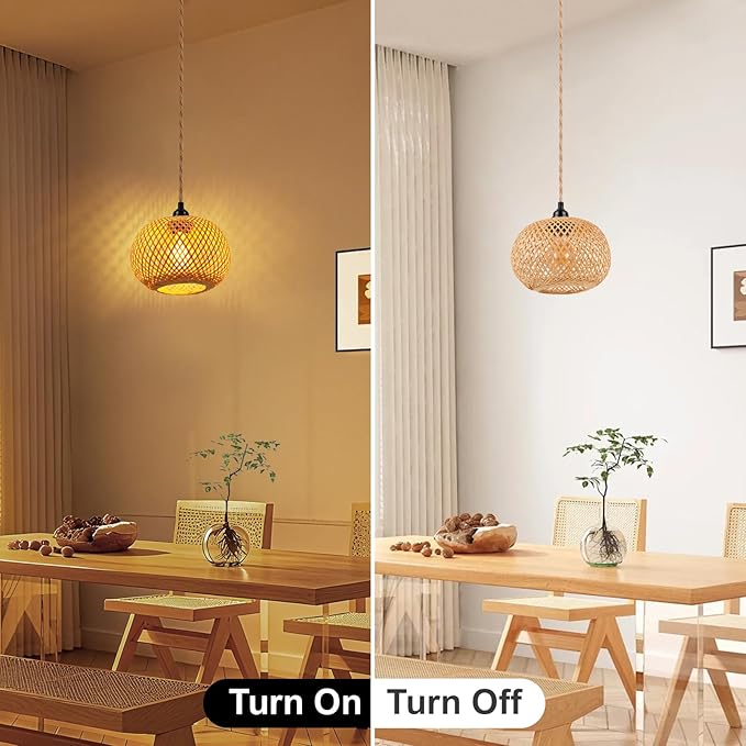 Pendant Light Hanging Lights 15ft Plug in Pendant Light - Hanging Light with On Off Switch Plug in Cord Pendant Light Fixture E26 E27 Light SocketCord for Bedroom Living Room ( 6-Single Layer Shade)